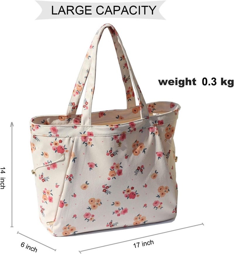 ESVAN Corduroy Yoga Tote Bag Gifts for Women Drawstring Yoga Mat Bag for Office Workout Travel Carryall Pilates Gym - Image 2